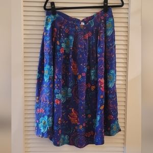 Liz Claiborne- Colourful Floral 100% Silk Skirt With Elastic Waistband